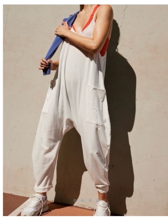 Free People Pants - NWT! Free People FP Movement Hot Shot Onesie in Painted White